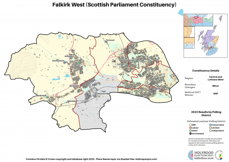 Central and Lothians West - Falkirk West New Constituency Map 2021