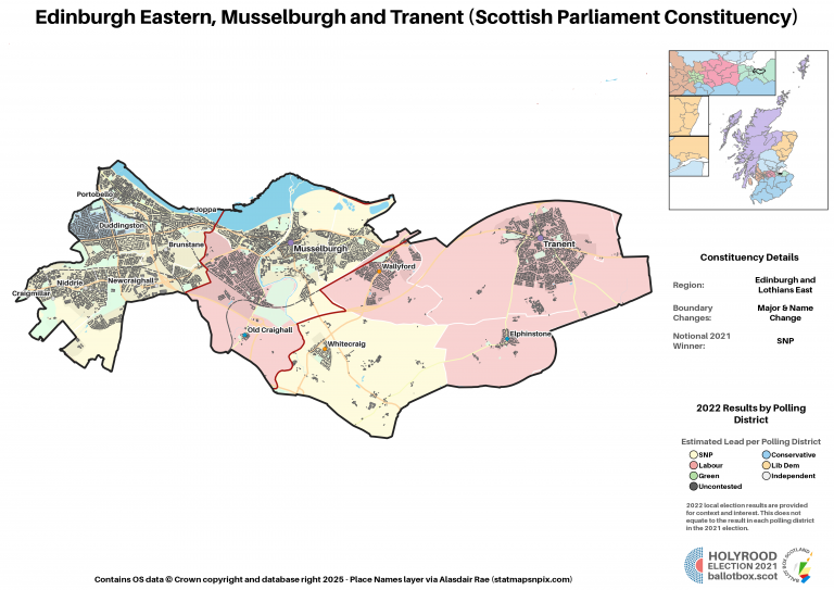Edinburgh and Lothians East - Edinburgh Eastern, Musselburgh and Tranent New Constituency Map 2021