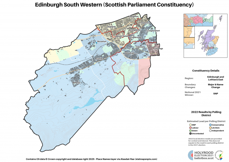 Edinburgh and Lothians East - Edinburgh South Western New Constituency Map 2021
