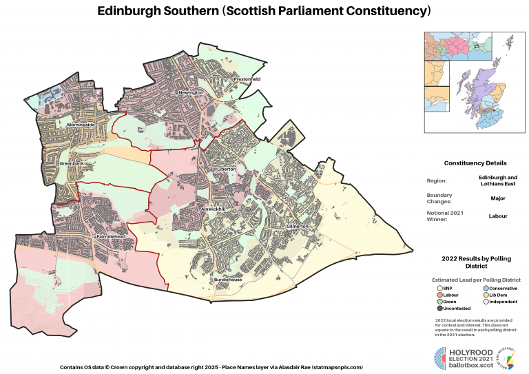 Edinburgh and Lothians East - Edinburgh Southern New Constituency Map 2021