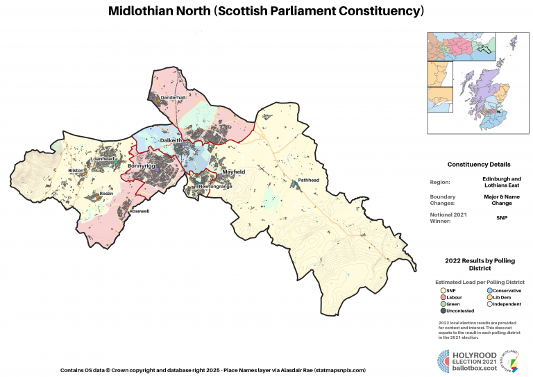 Edinburgh and Lothians East - Midlothian North New Constituency Map 2021