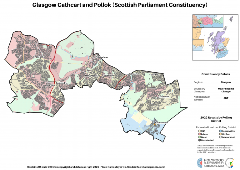 Glasgow - Glasgow Cathcart and Pollok New Constituency Map 2021