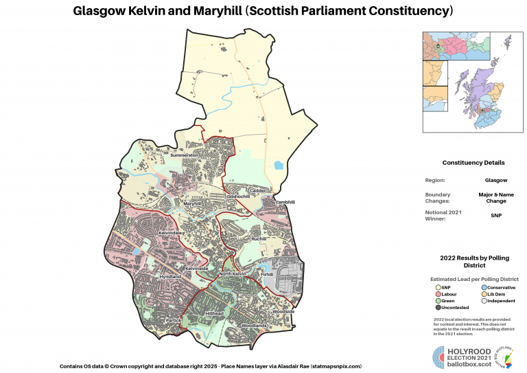Glasgow - Glasgow Kelvin and Maryhill New Constituency Map 2021