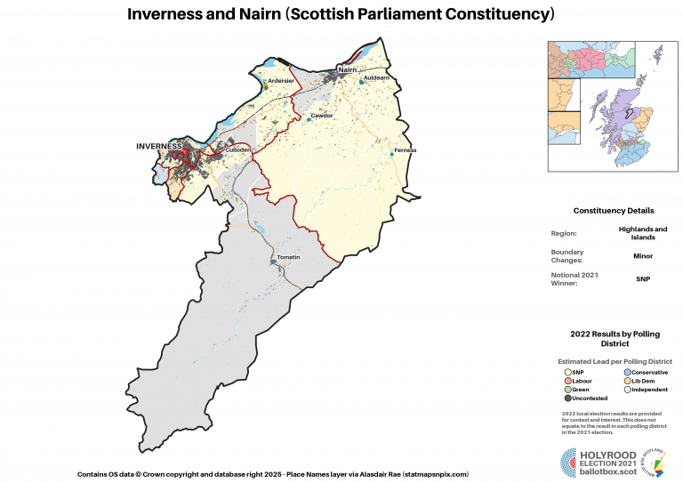Highlands and Islands - Inverness and Nairn New Constituency Map 2021