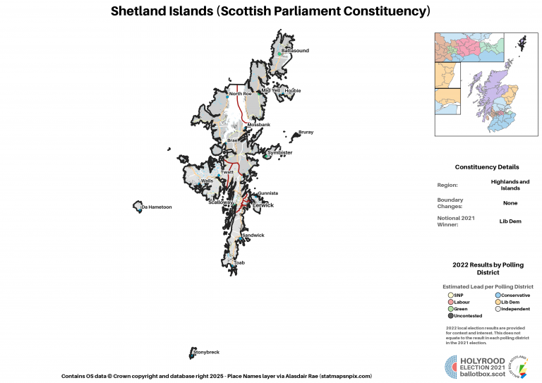 Highlands and Islands - Shetland Islands New Constituency Map 2021