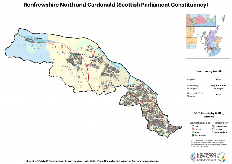 West - Renfrewshire North and Cardonald New Constituency Map 2021