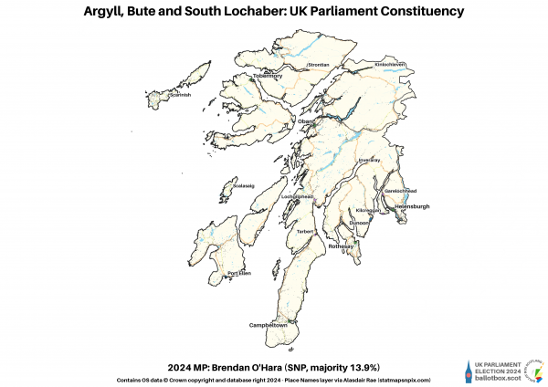 Argyll, Bute and South Lochaber Constituency Map 2024
