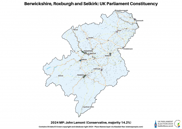 Berwickshire, Roxburgh and Selkirk Constituency Map 2024