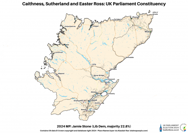 Caithness, Sutherland and Easter Ross Constituency Map 2024