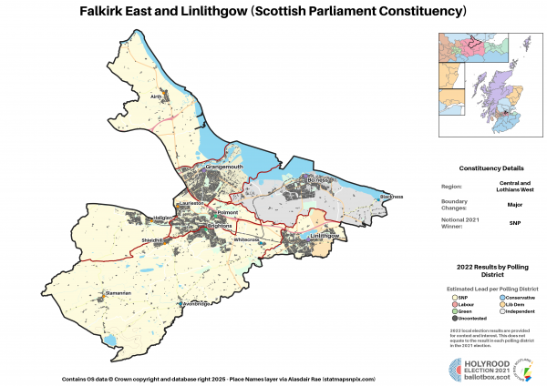 Central and Lothians West - Falkirk East and Linlithgow New Constituency Map 2021