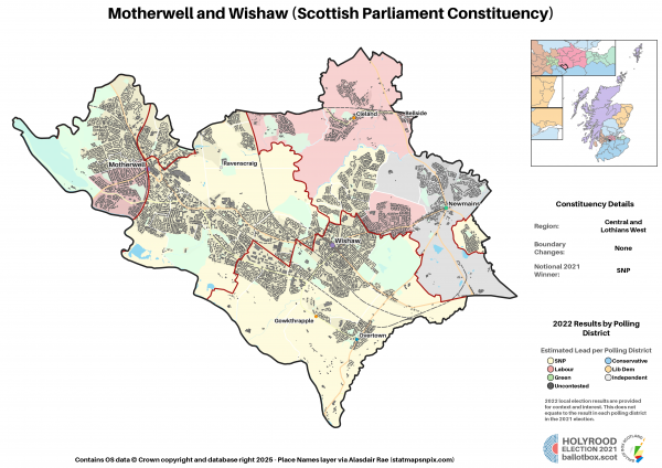Central and Lothians West - Motherwell and Wishaw New Constituency Map 2021