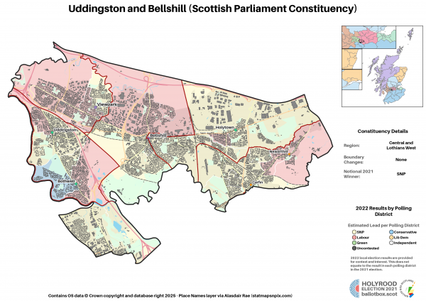 Central and Lothians West - Uddingston and Bellshill New Constituency Map 2021