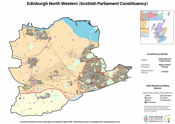 Edinburgh and Lothians East - Edinburgh North Western New Constituency Map 2021