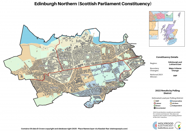 Edinburgh and Lothians East - Edinburgh Northern New Constituency Map 2021