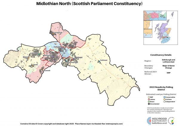 Edinburgh and Lothians East - Midlothian North New Constituency Map 2021