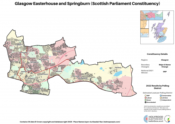 Glasgow - Glasgow Easterhouse and Springburn New Constituency Map 2021