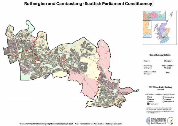 Glasgow - Rutherglen and Cambuslang New Constituency Map 2021