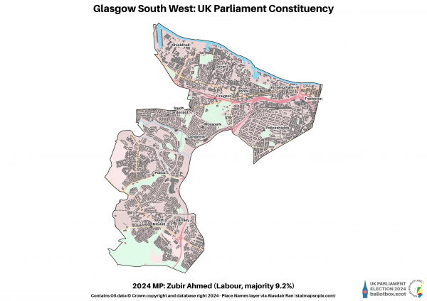 Glasgow South West Constituency Map 2024