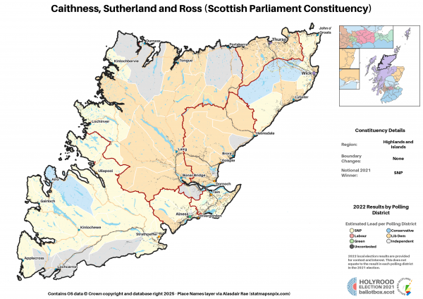 Highlands and Islands - Caithness, Sutherland and Ross New Constituency Map 2021