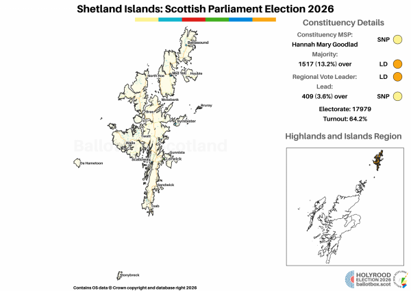 Highlands and Islands Shetland Islands Constituency Map 2026