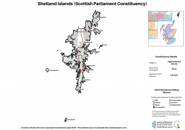 Highlands and Islands - Shetland Islands New Constituency Map 2021