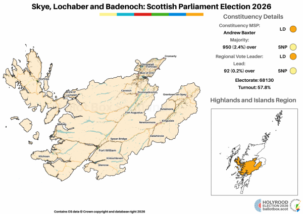 Highlands and Islands Skye, Lochaber and Badenoch Constituency Map 2026