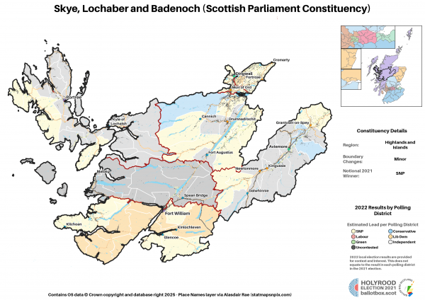 Highlands and Islands - Skye, Lochaber and Badenoch New Constituency Map 2021