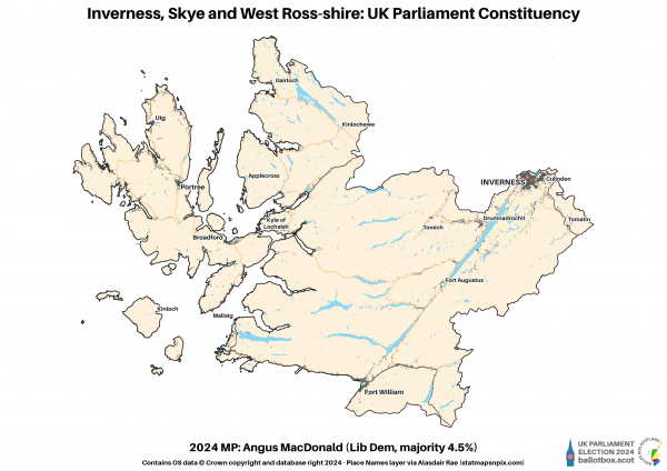Inverness, Skye and West Ross-shire Constituency Map 2024