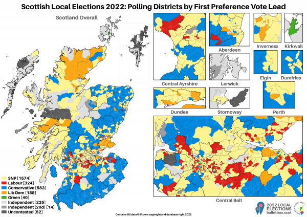 LE22 Polling Districts by First Preference Lead