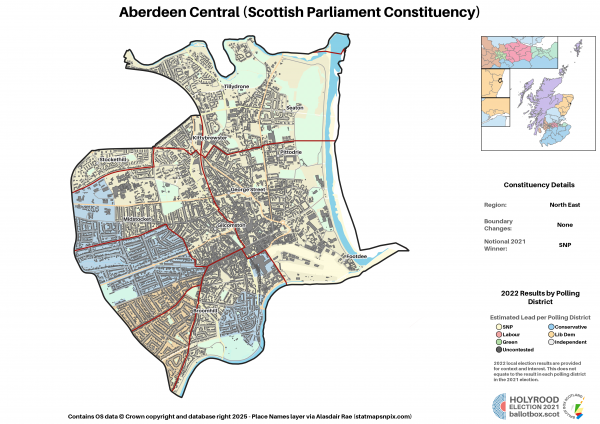 North East - Aberdeen Central New Constituency Map 2021