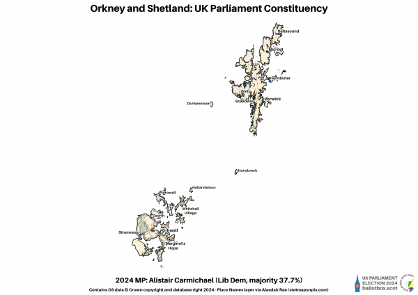 Orkney and Shetland Constituency Map 2024