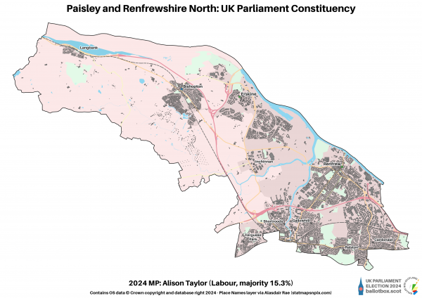 Paisley and Renfrewshire North Constituency Map 2024
