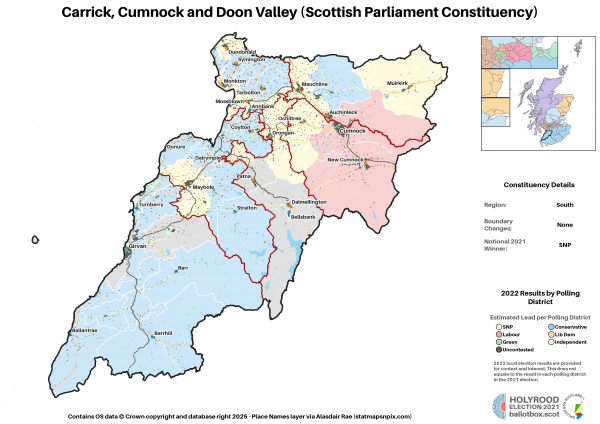 South - Carrick, Cumnock and Doon Valley New Constituency Map 2021