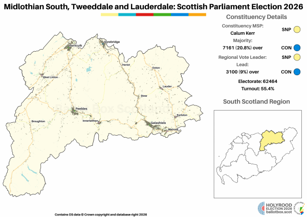South Scotland Midlothian South, Tweeddale and Lauderdale Constituency Map 2026