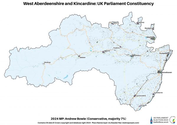 West Aberdeenshire and Kincardine Constituency Map 2024