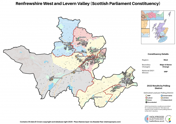 West - Renfrewshire West and Levern Valley New Constituency Map 2021